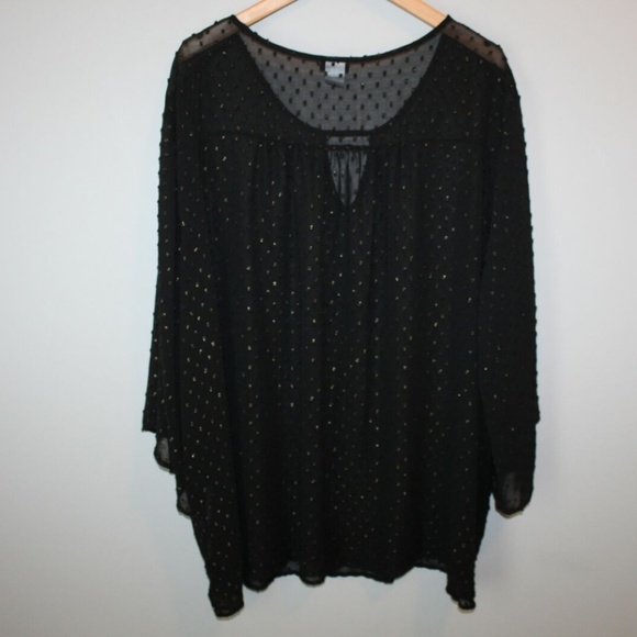 Torrid Textured Dot Chiffon Bell Sleeve Top HW6499 - Picture 6 of 6